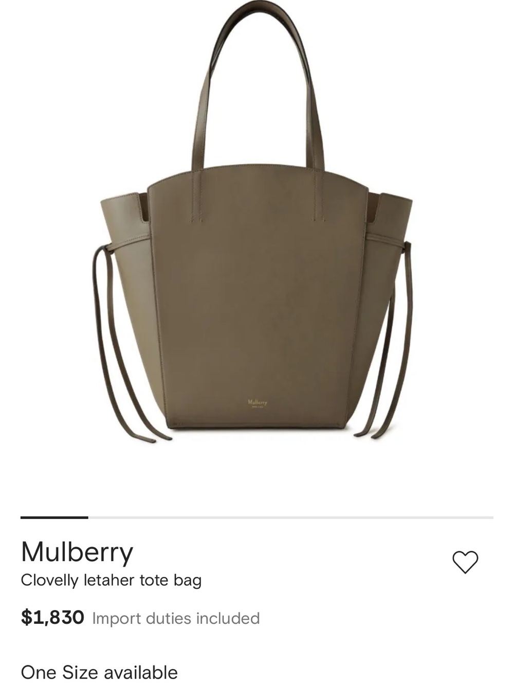 Mulberry
Clovelly letaher tote bag
